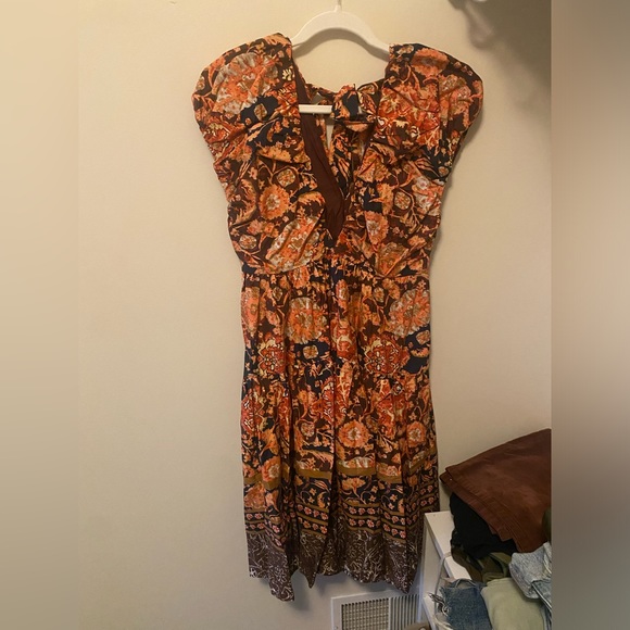 By Anthropologie Printed V-Neck Babydoll Dress - Picture 5 of 7